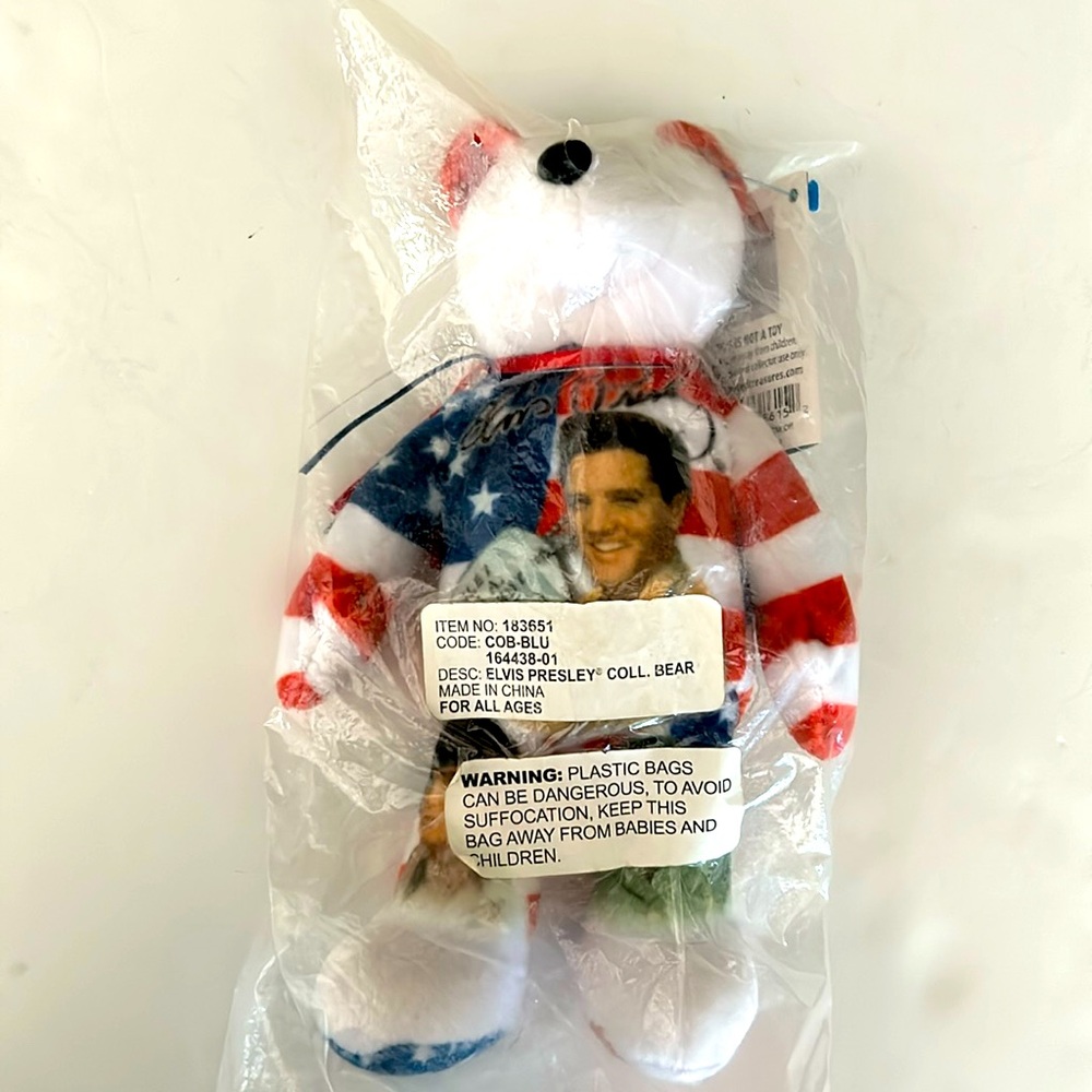 LE Elvis Presley GI Blues Beanie Bear Plush #183651 Sealed American Flag